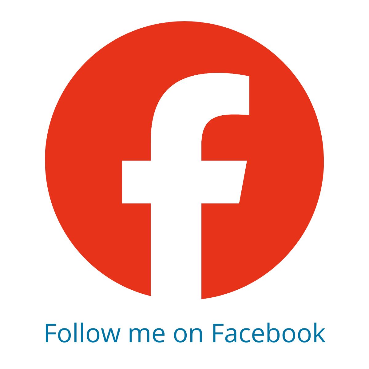 The Facebook logo with the words Follow Me On Facebookbelow