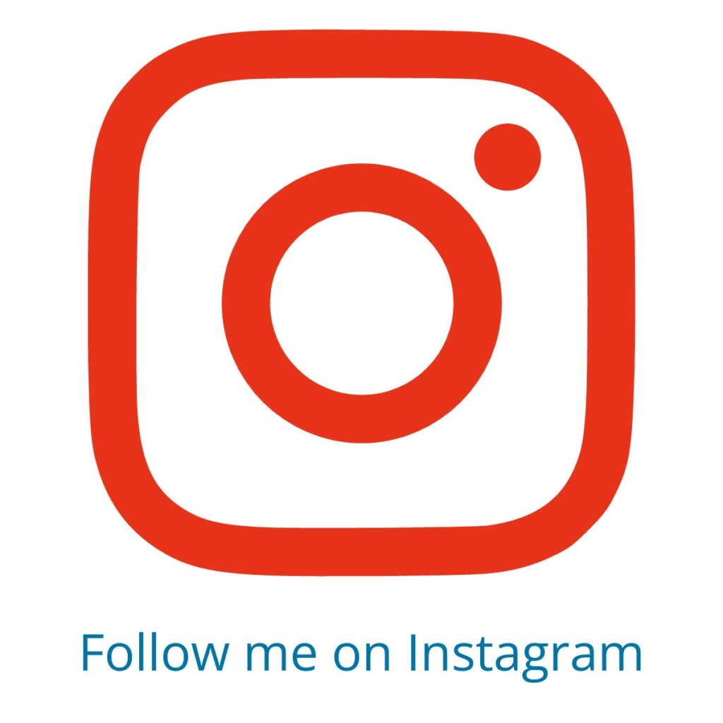 The Instagram logo with the words Follow Me On Instagram below