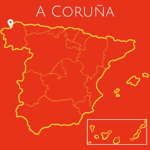 Map showing A Coruña location in Spain