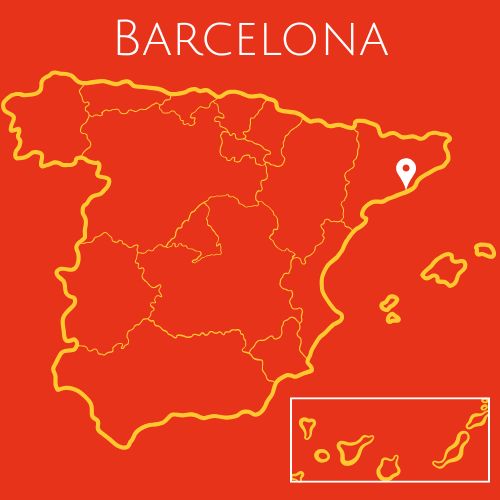Map showing Barcelona location in Spain