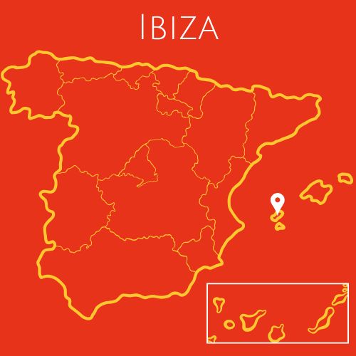 Map showing Ibiza location in Spain