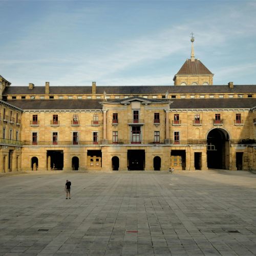 1. The courtyard of Laboral Ciudad de Cultura in Gijon, showcasing its architectural beauty and cultural significance.
