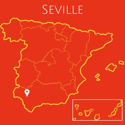 Map showing Seville location in Spain