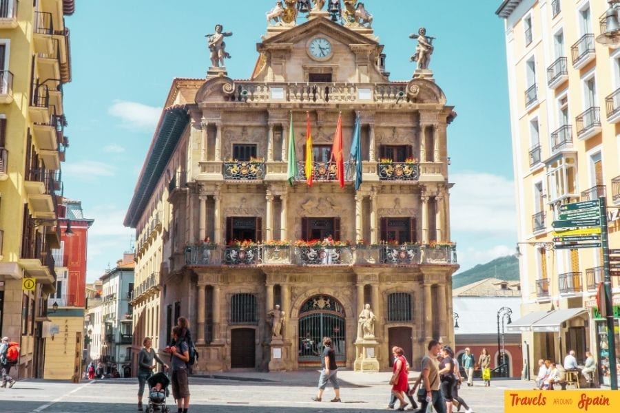 Historic Town Hall building in Pamplona, a must-see landmark in one of the best places to visit in Spain for first-timers.