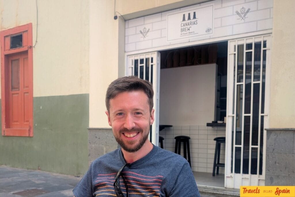 Enjoying craft beer at Cervecería Canarias Brew Las Palmas microbrewery.