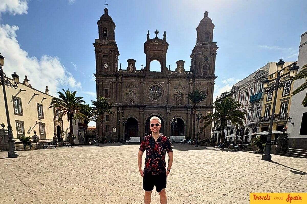 Liam exploring Las Palmas Cathedral area in Gran Canaria