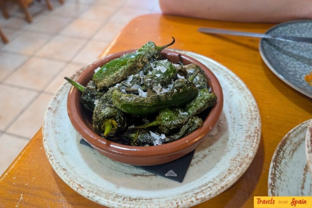 Pimientos de Padrón traditional Spanish tapas dish Las Palmas restaurant.