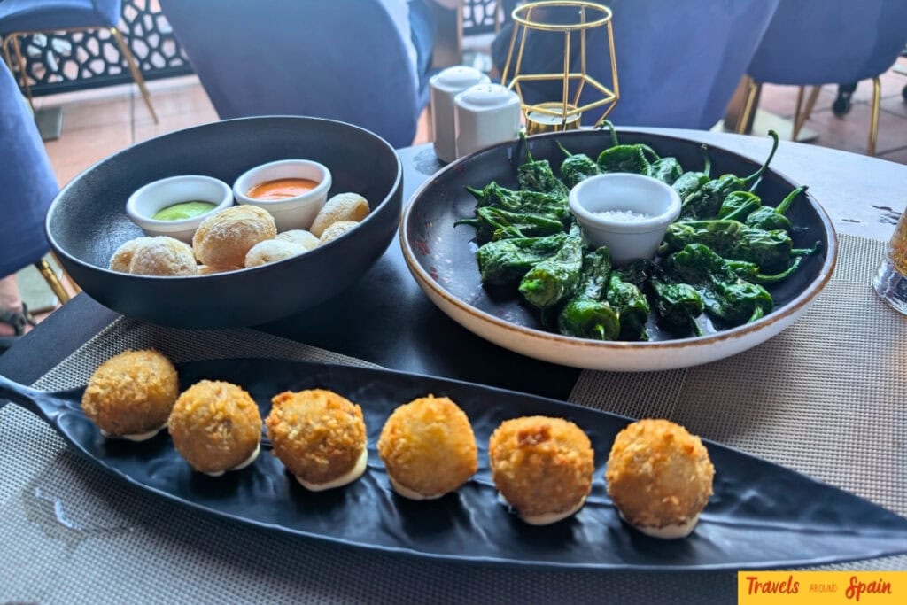 Traditional Canarian papas arrugadas with mojo sauce and Spanish tapas at Mana 264