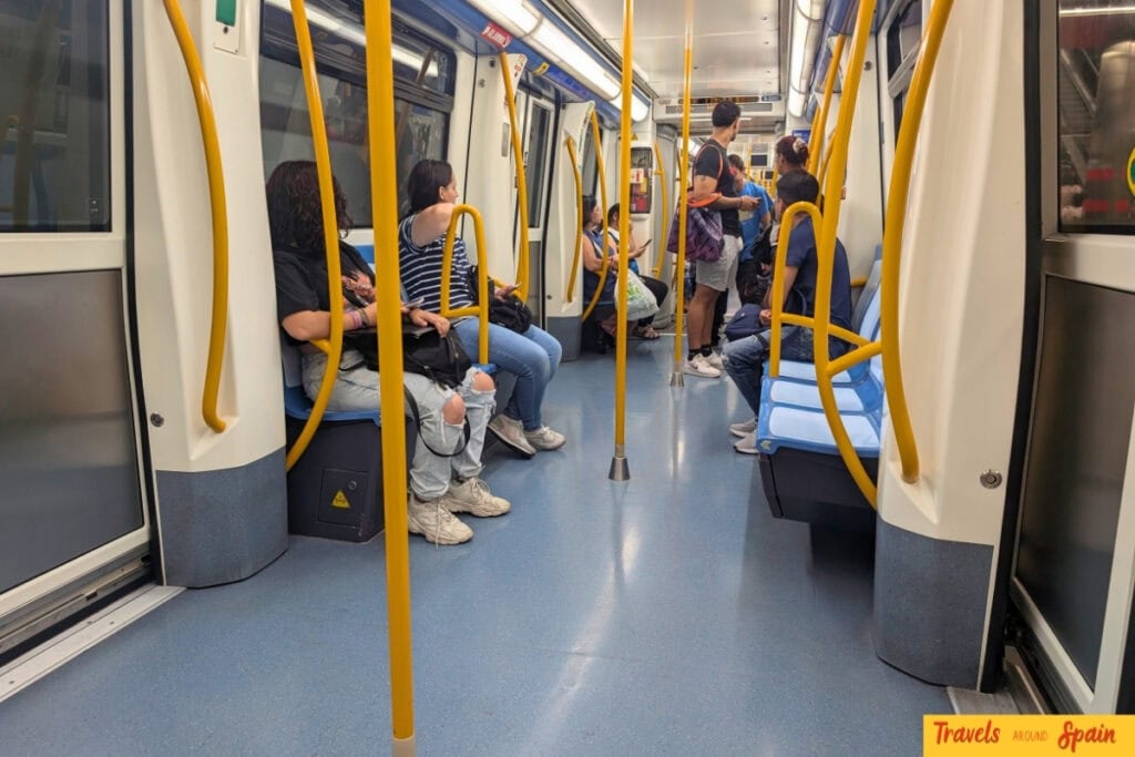 Madrid Metro interior showing clean efficient public transport system