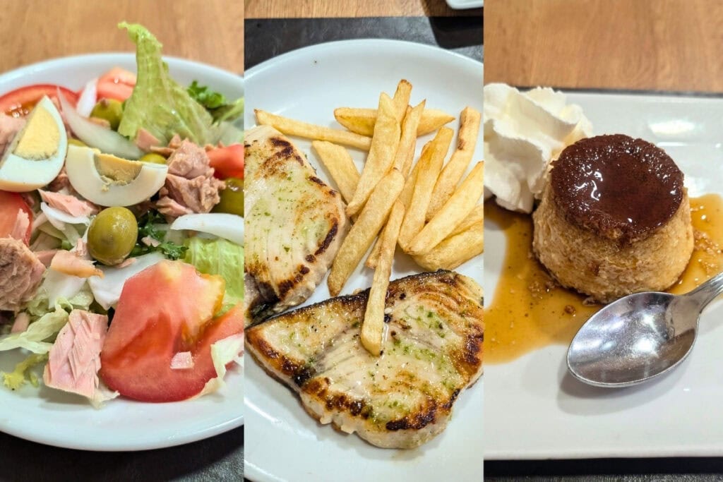 Traditional Spanish menu del dia three-course meal Madrid restaurant