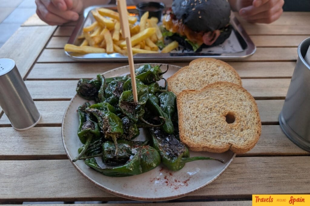Traditional Spanish Padrón peppers at Good Vibes restaurant Maspalomas