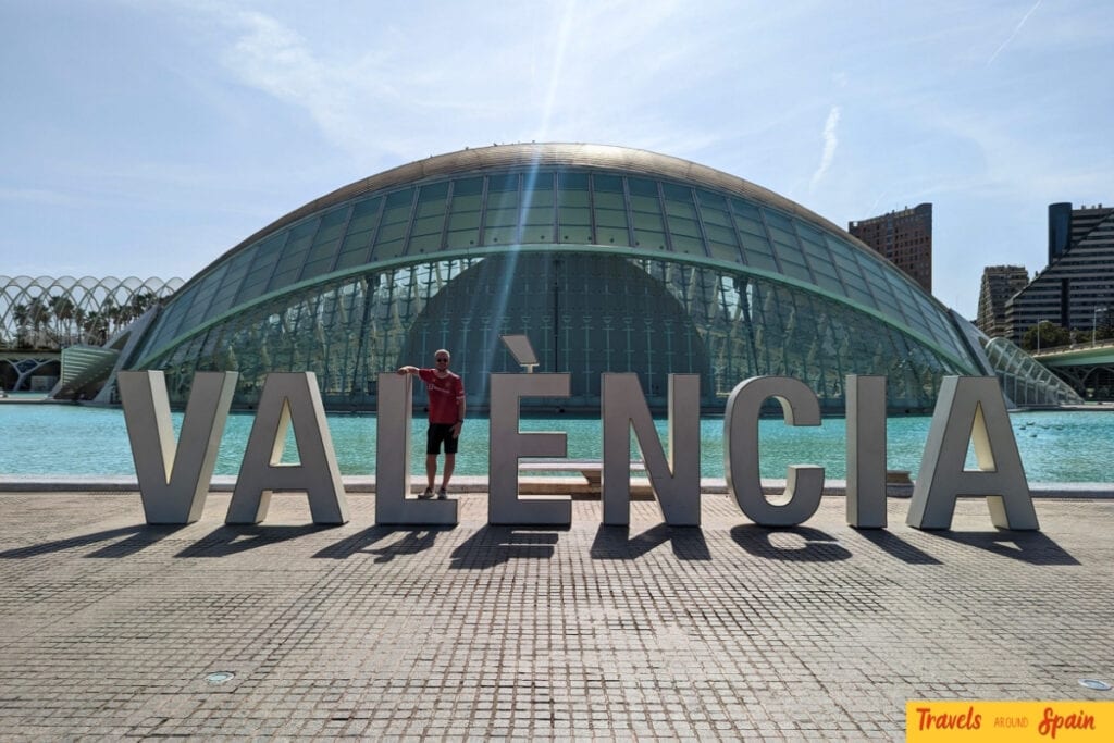 Valencia Spain City of Arts and Sciences sign showing perfect starting point for Valencia to Ibiza journey