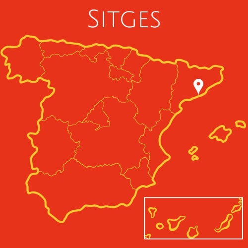 Map showing Sitges location in Spain