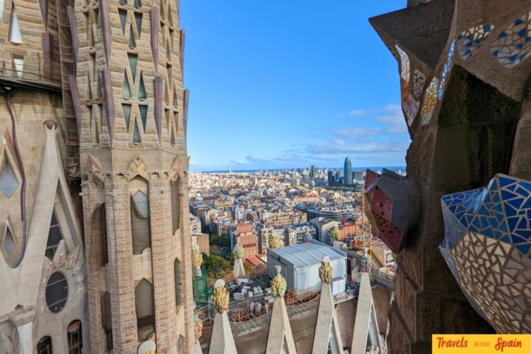 View over Barcelona from the towers of the Sagrada Familia in November.