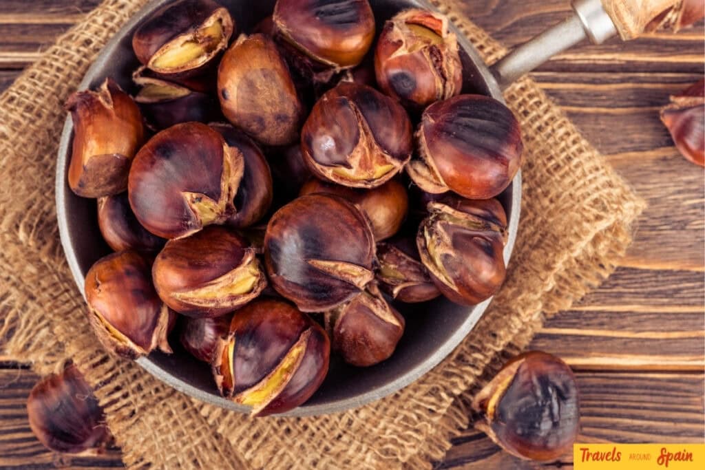 Magosto chestnut festival in Galicia with roasted chestnuts