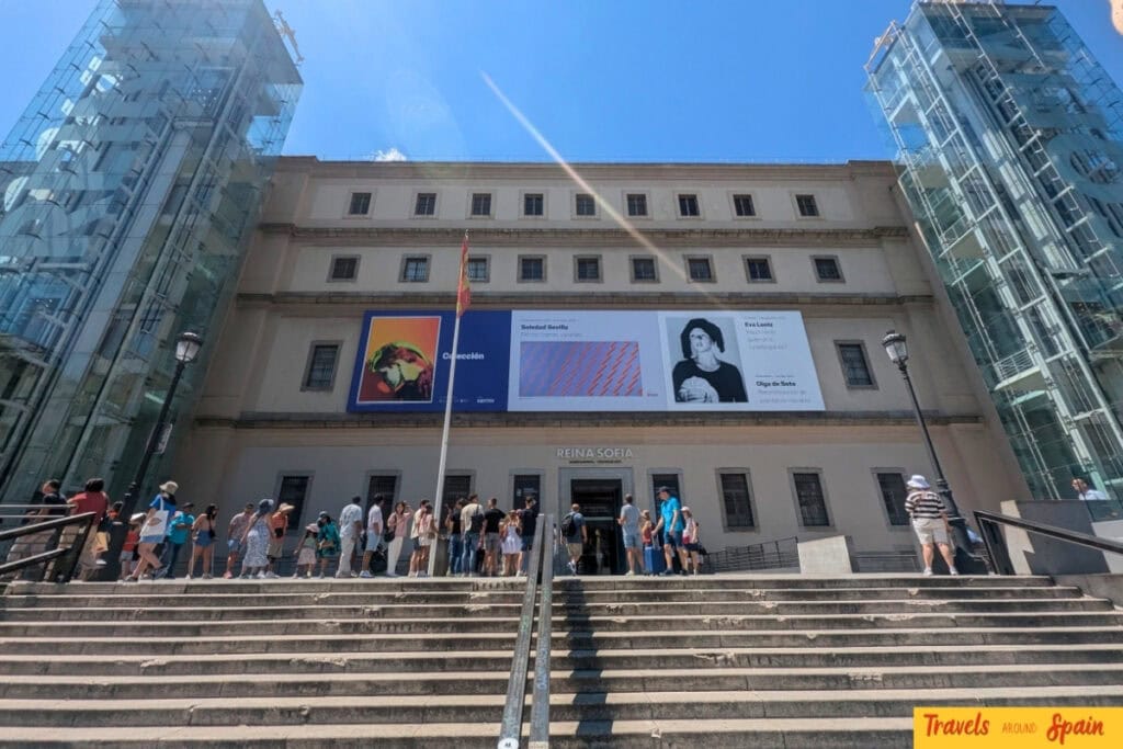 Entrance of Museo Reina Sofía in Madrid with visitors in October