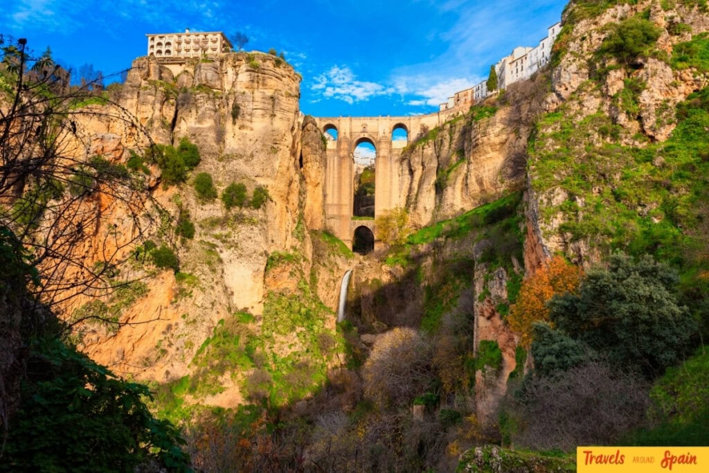 Puente Nuevo bridge in Ronda with October sunshine.