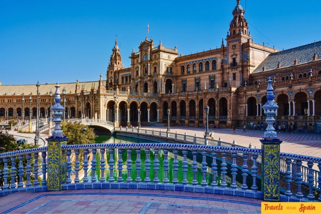 Seville Plaza de España in bright sunshine during September