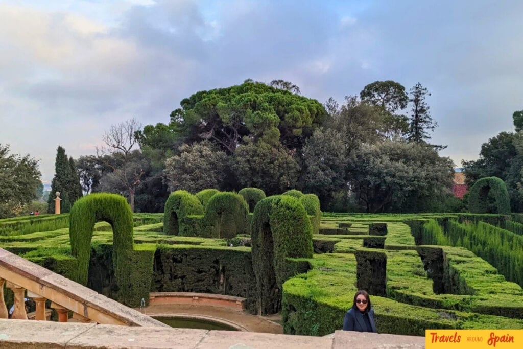 The peaceful green hedges and walkways of the Labyrinth of Horta in November