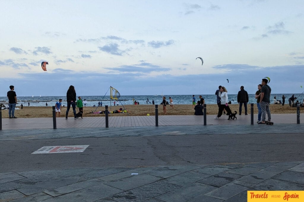 Locals walking along