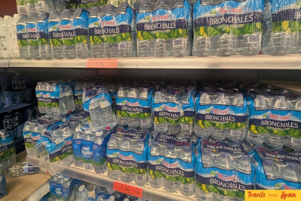 Bronchales bottled water displayed in Spanish supermarket