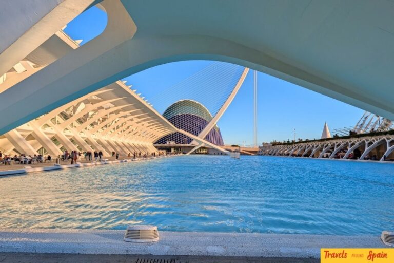 The Caixa Forum at the City of Arts and Sciences in Valencia in November sunshine.