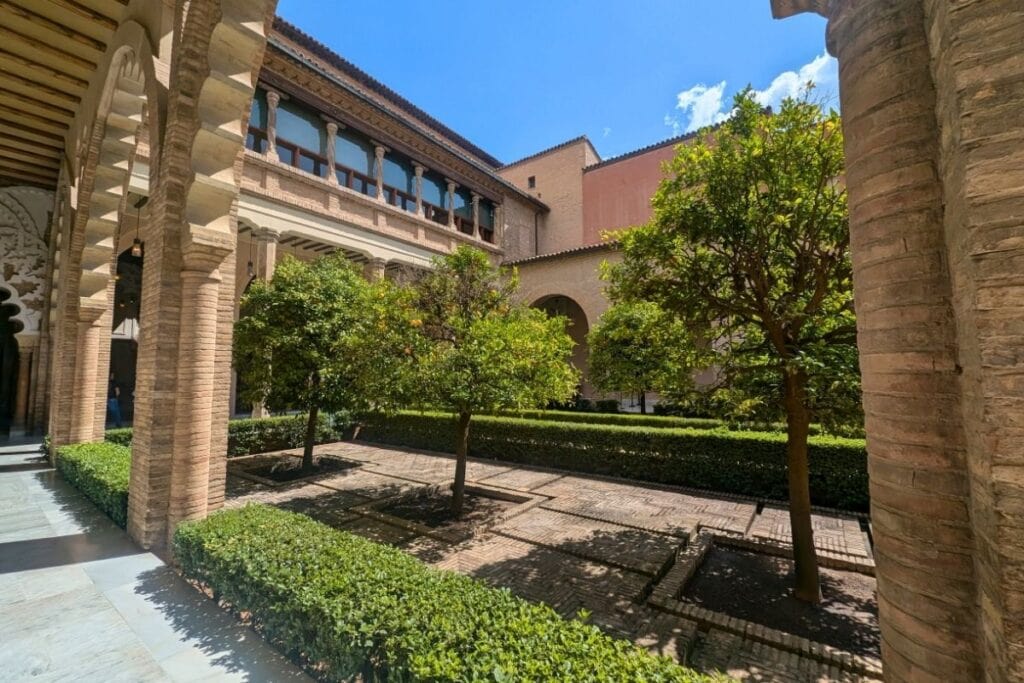 Garden courtyard at Aljafería Palace in Zaragoza