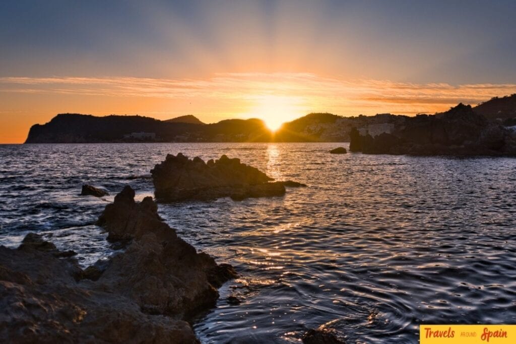 Mediterranean sunset coastline in the Balearic Islands