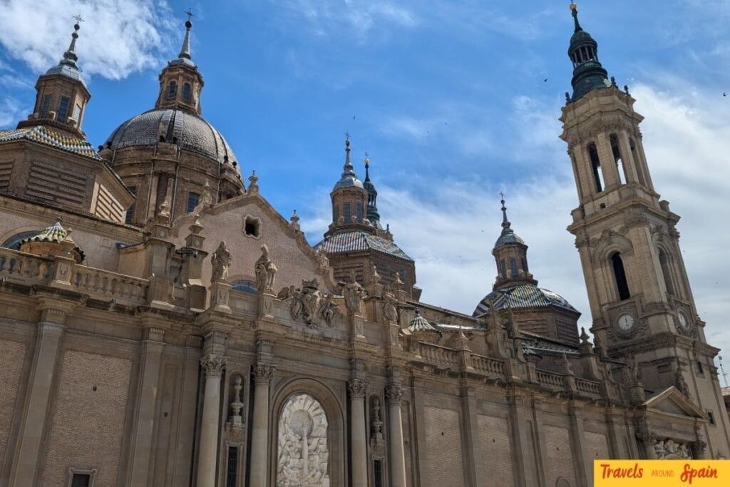 Close-up view of the Basílica del Pilar in Zaragoza.