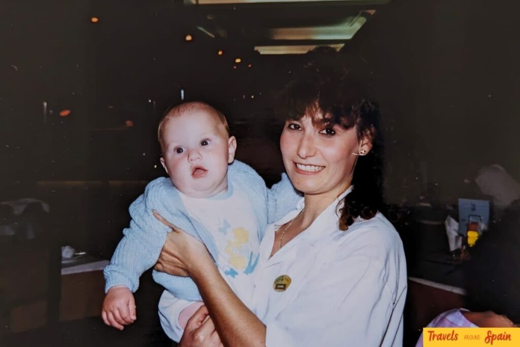 Baby photo during a first family holiday to Mallorca in 1989