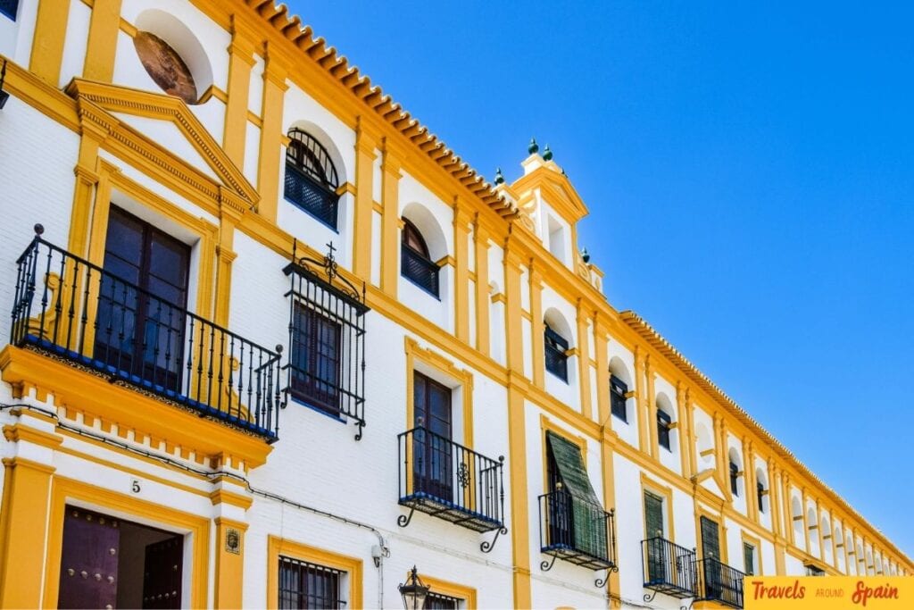 Colourful historic buildings in central Seville