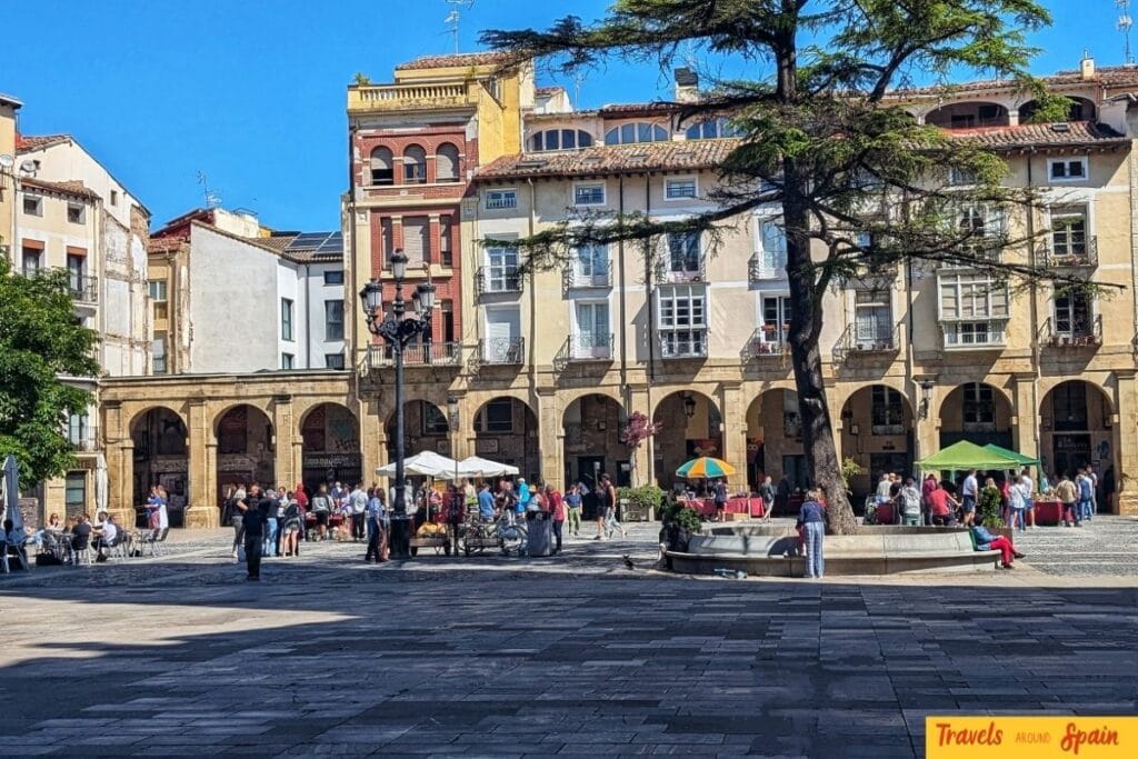 Tapas and wine on Calle Laurel in Logroño Spain.