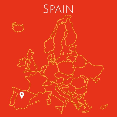 Map showing Spain in Europe