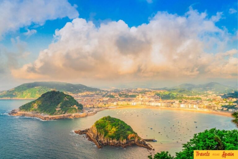 San Sebastián La Concha beach on a sunny day in June Spain.