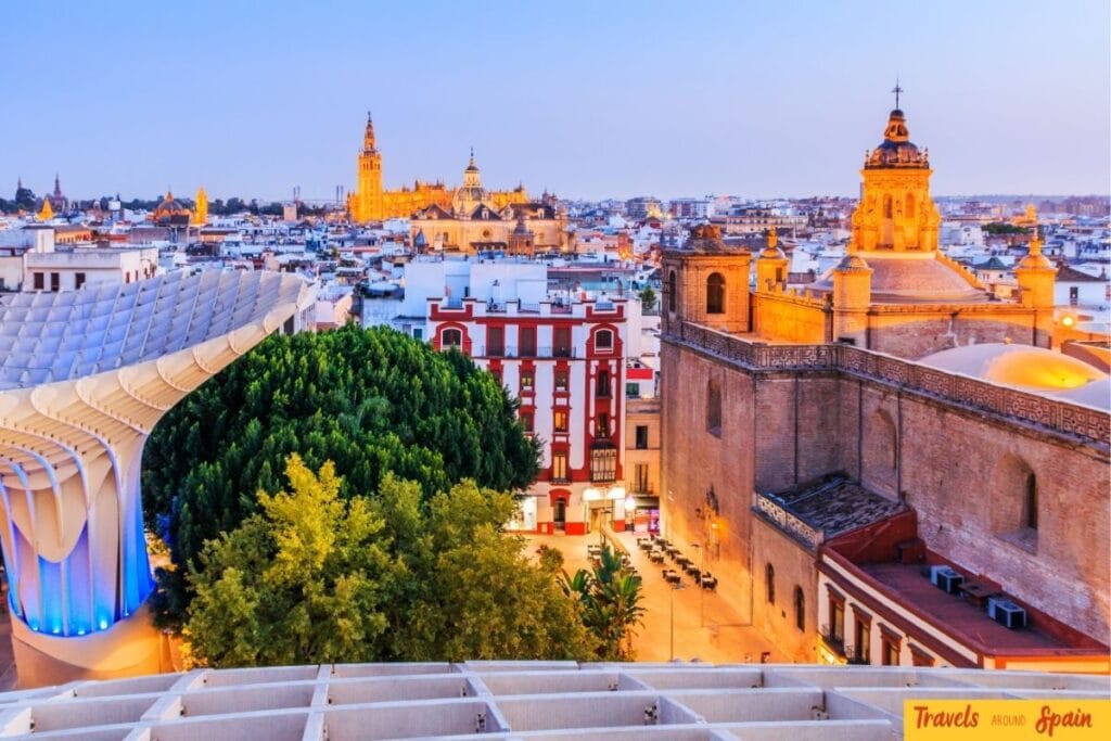 Sunset skyline views during a 2 days in Seville itinerary