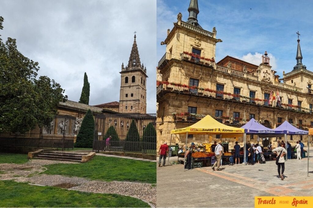Cloudy skies in Oviedo beside bright sunshine in León during summer.