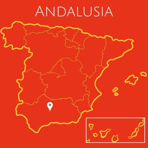 Map showing Andalusia in Spain