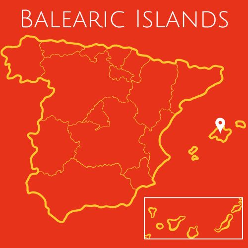 Map showing Balearic Islands in Spain