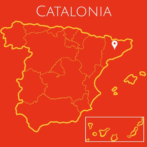 Map showing Catalonia in Spain