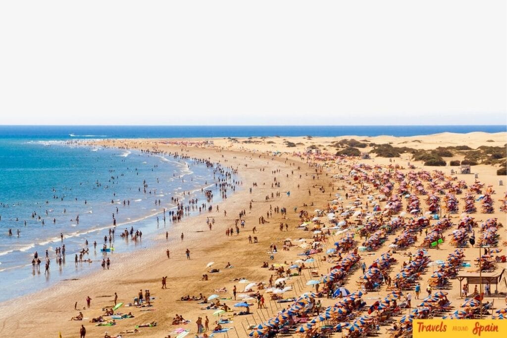 The famous Playa del Inglés beach in Maspalomas, Gran Canaria