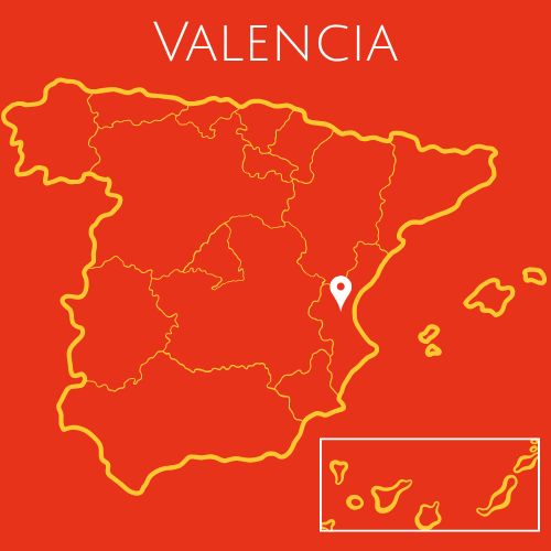 Map showing the Valencian Community in Spain