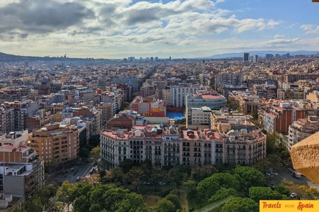 Panoramic view across Barcelona from above
