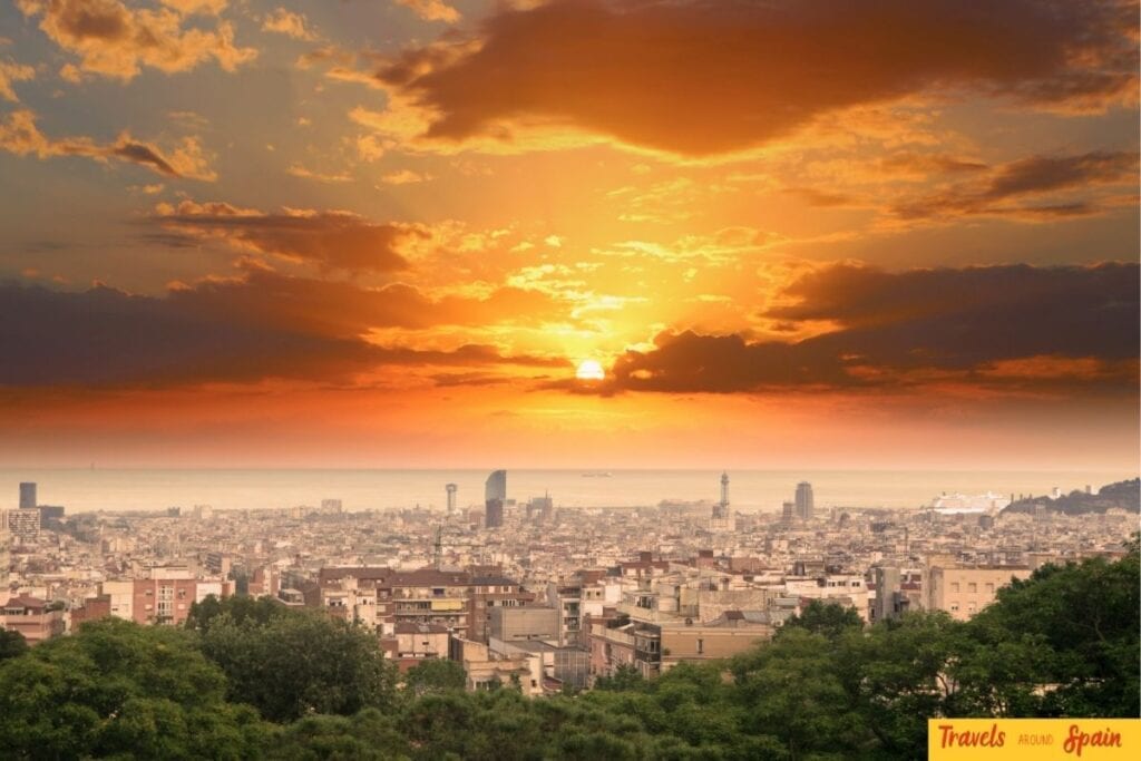 Sunset over the rooftops of Barcelona