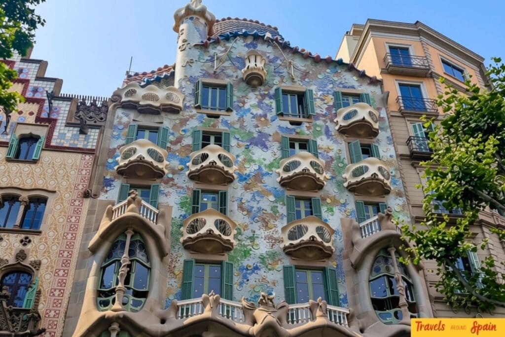 The colourful façade of Casa Batlló on Passeig de Gràcia