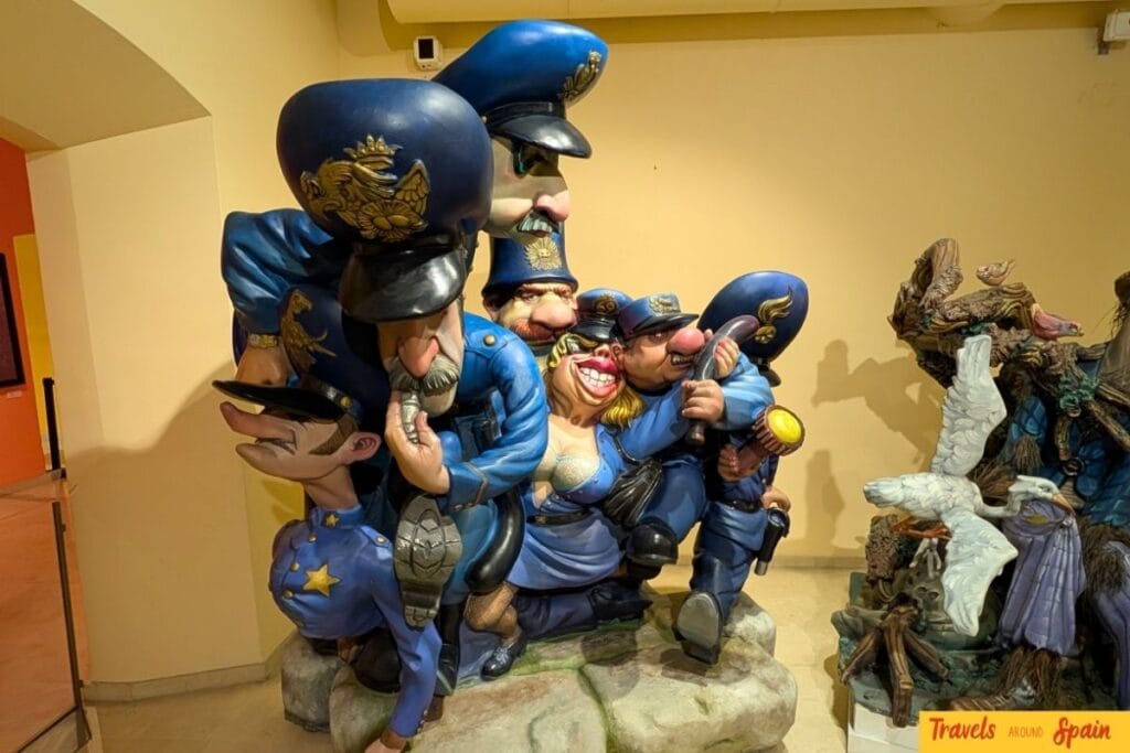 Traditional ninot figures displayed inside Valencia's Fallas Museum