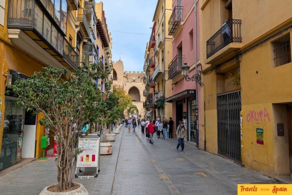 Colourful street in Valencia's historic Old Town