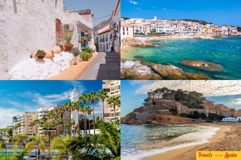 Collage of Benalmádena, Calella, Marbella and Tossa de Mar in Spain
