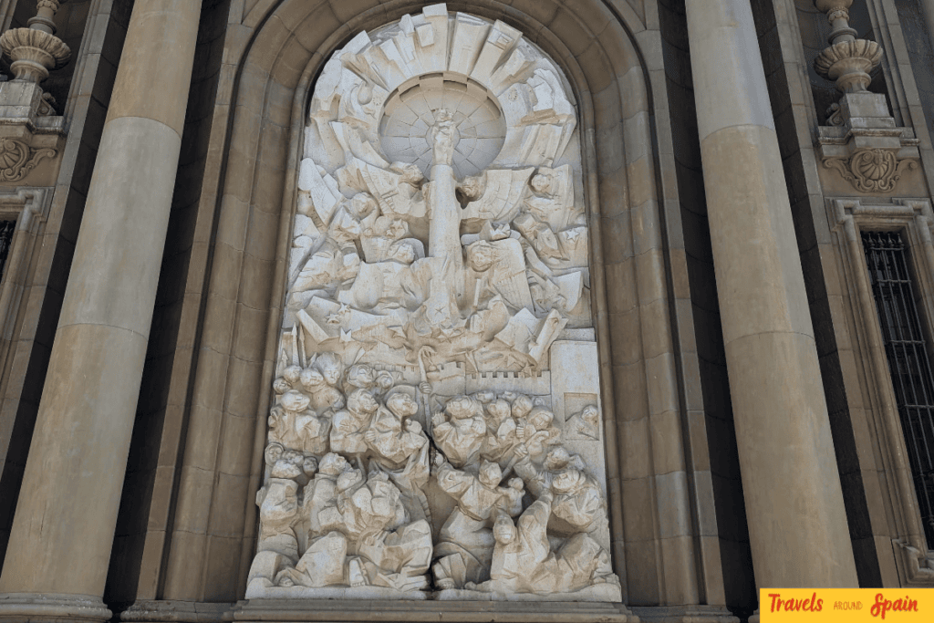 Ornate architectural details of the Basilica del Pilar in Zaragoza