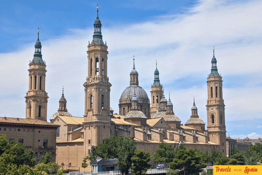 Basilica del Pilar rising above the Zaragoza skyline in Spain