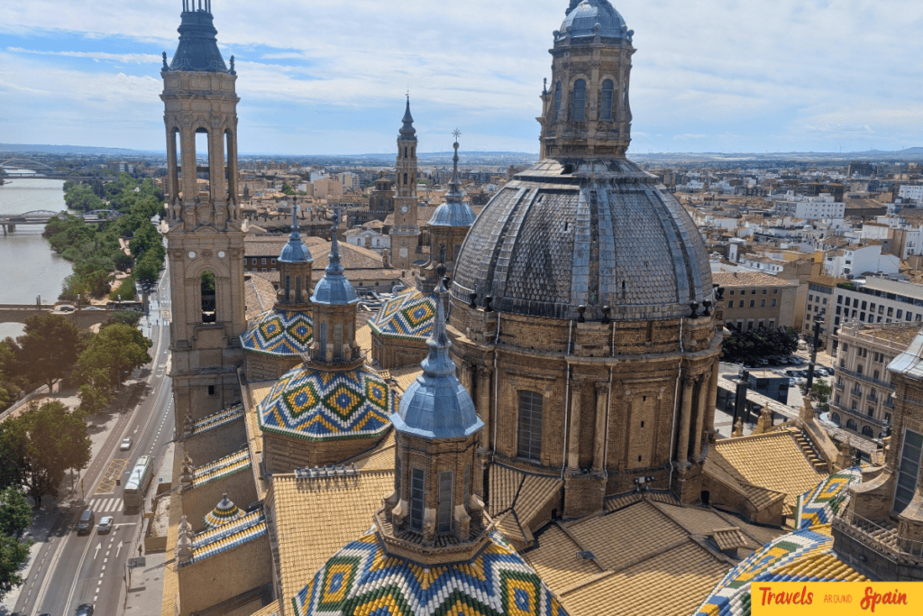 Panoramic view across Zaragoza from the Basilica del Pilar tower